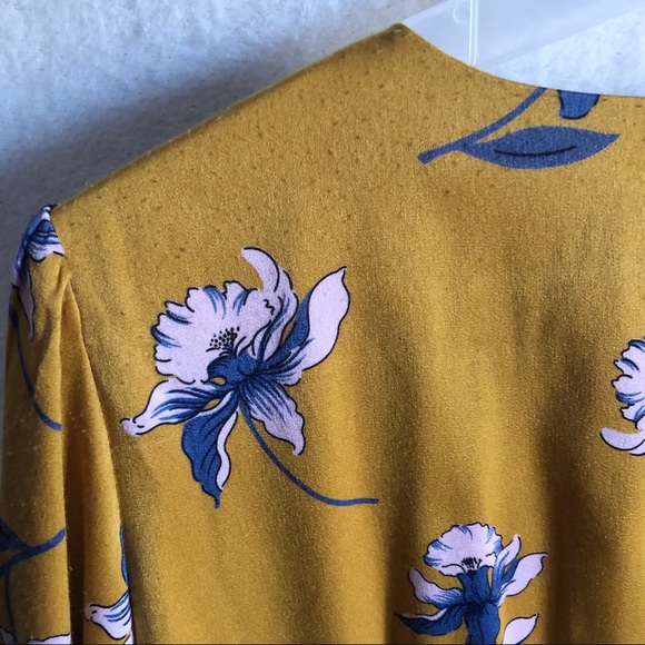 SFW New floral mustard yellow button up dress Boho - Picture 4 of 5